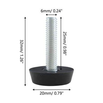 Zorfeter 30 Pcs Screw in Threaded Furniture Adjustable Levelers, M6 Leveling Feet Patio Furniture Glide Leveling Feet for Table, Chair, Furniture Legs (M6 x 25mm) - size: M6 x 25mm