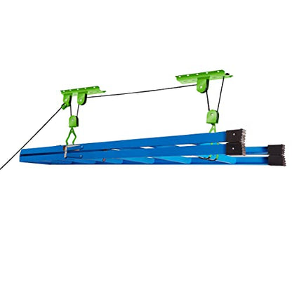 Bike Hanger Set - Set of 2 Overhead Pulley System Bike Hangers for Garage or Shed with 100lb Capacity for Bicycles or Ladders by Rad Sportz (Green)