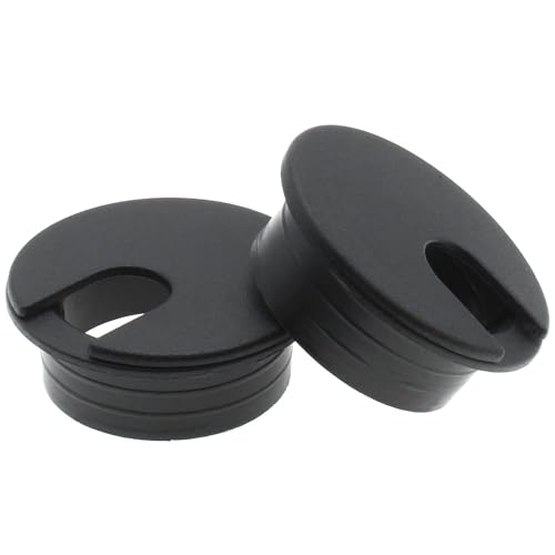 1-3/4 Inch (45 mm) U-Shaped Opening Desk Grommet 2 Pcs ABS Plastic Cable Hole Cover Cable Cord Grommet to Arrange Wires & Cords Through Computer Table/Countertops (Black) - color: Black, size: 1-3/4 inch (45mm)