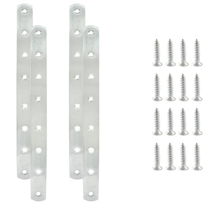4 Pack 12 Inch Stainless Steel Flat Plate Straight Bracket Flat Metal Brace Bracket, 300mm Metal Brackets Mending Repair Plate Brace with Screws for Wood Straight Brace - size: 12"-300mm-Silver