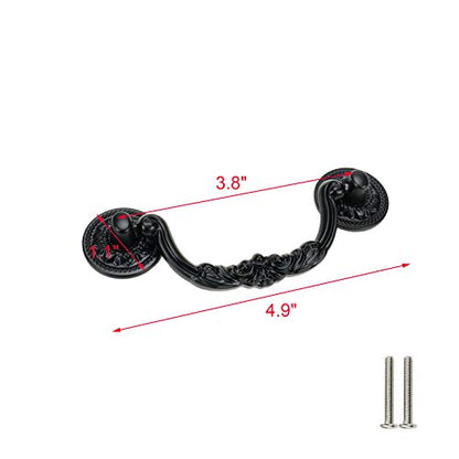 Geesatis 10 Pcs Vintage Swing Drop Bail Black Aluminum Alloy Cabinet Pulls, 125 x 32 x 43 mm / 4.9 x 1.26 x 1.7 inch - style: I