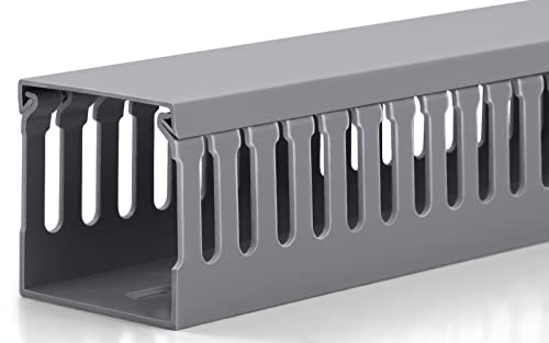 ZhiYo 2x2in Server Rack Cable Management Raceway, Cable Duct Kit, Electrically Safe PVC for Network Wire Management, Open Slot Cord Hider for Computer Under Desk, Grey - color: Grey, size: 2in H x 2in W x 6ft L
