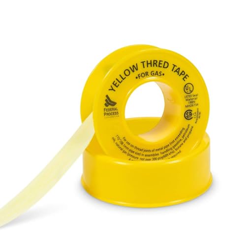 Gasoila Yellow PTFE Thread Seal Tape – Professional-Grade, 1/2 Inch x 520 Inch, High-Density Thread Tape for Gas Lines – Leak-Proof Seal, Non-Toxic - size: 1/2 Inch X 520 Inch Roll- 1 Pack