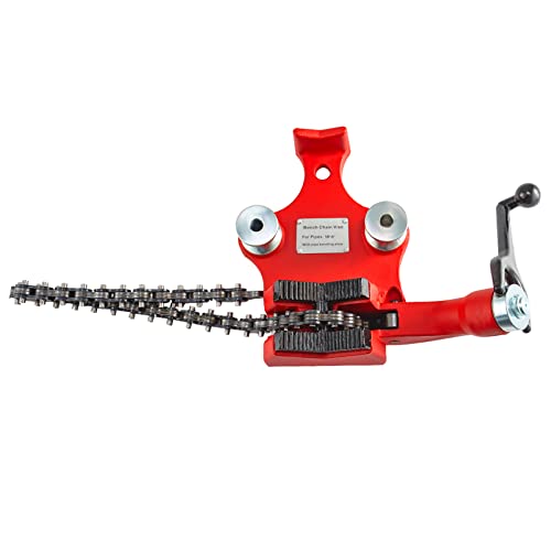 Mophorn Screw Bench Chain Vise 1/8 to 5-Inch Pipe Capacity, Heavy Duty Bench Chain Pipe Vise with Crank Handle, Neoprene-Coated Jaw, Cast Iron Material Ideal for a Variety of Pipes - size: 1/8" - 5" Bench Mount