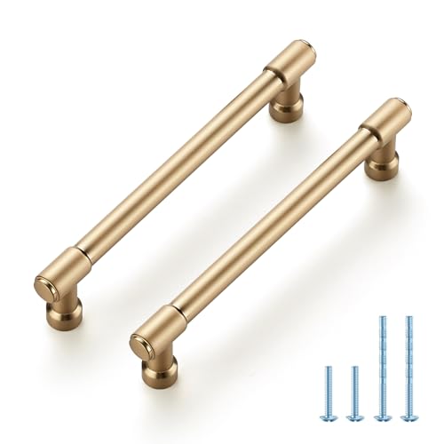 JOY DECOR 2 Pack 5 Inch Champagne Bronze Cabinet Handles Modern Dresser Drawer Pulls Kitchen Cabinet Hardware for Cupboard Door Handles - color: Champagne Bronze, size: 5 In Hole Center