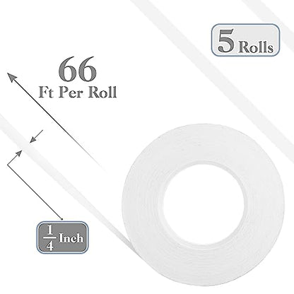 Kesote 5 Rolls Double Sided Tape for Crafts Scrapbooking Card Making, 1/4" Thin Double Sided Adhesive Tape Roll - size: 1/4 in