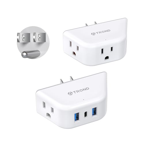 TROND Multi Plug Outlet Extender with USB - 2 Pack Wall Splitter, 3 Way Angled Outlet Adapter, Cruise Essentials, Small Multiple Expander for Cruise Ship Travel Home Office Dorm Room - color: White, size: 3AC & 2A2U1C-3 Prong Plug, 2 Pack