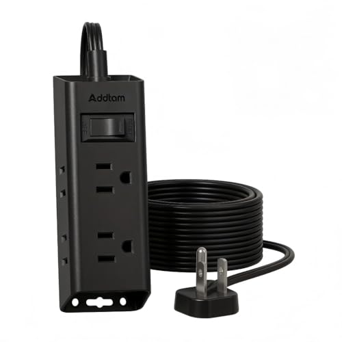 Addtam Flat Plug Power Strip with 6 Outlet Extender, 15 FT Extension Cord Flat Wall Plug with Multiple Outlets, No Surge Protector for Cruise Ship, Travel, Dorm, Home Office, Cruise Essentials, Black - color: Black, size: 15 Ft