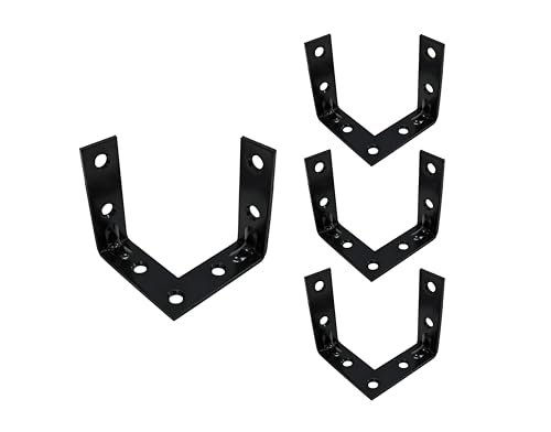 QCAA Triple Bracket Corner Brace Durable Thicker Steel Construction, Black, 2"x2"x5/8"x2.0 mm, Made in Taiwan, 4 Pack - color: Black(Triple), size: 4 Pack
