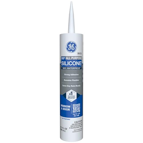 GE All Purpose Silicone Caulk, White, 10.1 fl oz Cartridge, 12 Pack - 100% Waterproof Silicone Sealant, Stronger Adhesion, Freeze & Sun Proof - color: White, style: 12 Pack