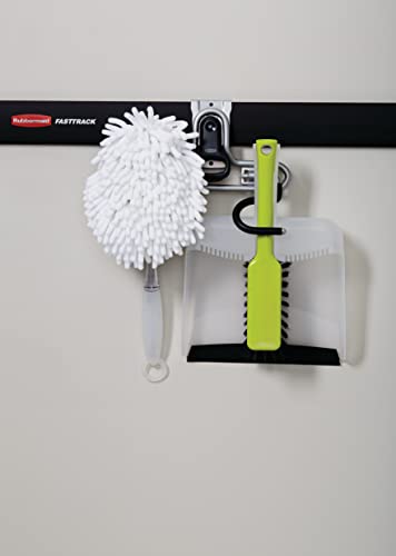 Rubbermaid FastTrack 2-Handle Hook (S Hook) Mounted Garage Storage and Space Saving Organization System Metallic Powder-Coated Steeel for Rakes/Brooms/Toys/Ladders - size: 1 Count (Pack of 1), style: Double-Handle Hook