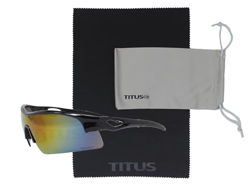 TITUS G20 All Sport Safety Glasses Shooting Eyewear Motorcycle Protection ANSI Z87+ Compliant - color: Black Frame - Full Spectrum Mirror Lens - With Pouch