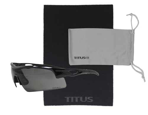 TITUS G20 All Sport Safety Glasses Shooting Eyewear Motorcycle Protection ANSI Z87+ Compliant - color: Black Frame - Smoke Lens - With Pouch