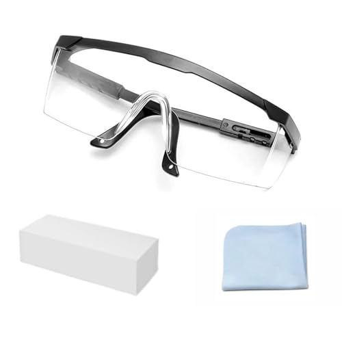 Safety Glasses, Anti-fog Eye Protective Glasses Scratch Resistant Clear Wraparound Lenses Safety Goggles and No-Slip Grips, Adjustable Temples Lab Goggles - color: Clear&black