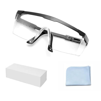 Safety Glasses, Anti-fog Eye Protective Glasses Scratch Resistant Clear Wraparound Lenses Safety Goggles and No-Slip Grips, Adjustable Temples Lab Goggles - color: Clear&black