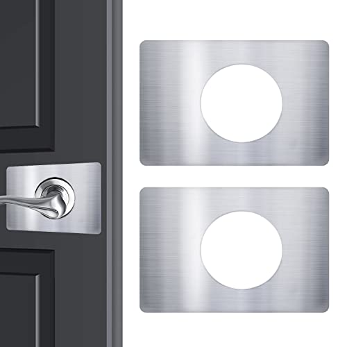 Door Lock Repair Plate, Door Lock Reinforcement Plate, Door Lock Fixing Plate, Door Knob/Lever/Deadbolt Fixing Filler Cover Plate, Prevent Door Lock Loose or Wobbly - Silver 2 Pack - color: Silver