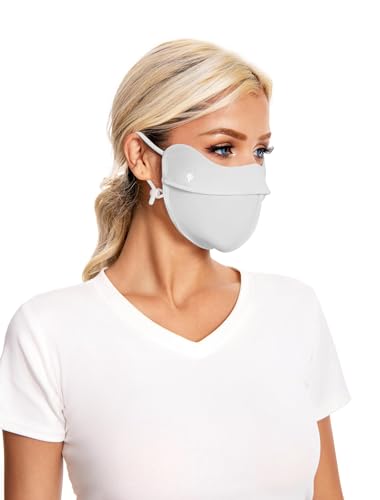 UPF 50+ Sun Protection Face Mask, Cooling UV Face Cover Adjustable for Outdoor Sports - color: Grey, size: 1 Count (Pack of 1)