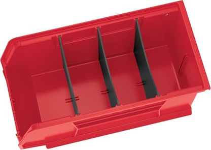 Akro-Mils 30230 AkroBins Plastic Storage Bins, Space-Saving Stackable Bins for Garage, Pantry, Craft Organization, 11" x 5" x 5", Red, 12-Pack - color: Red