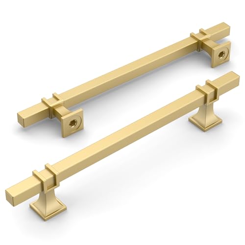 Amerdeco 10 Pack Brushed Gold Cabinet Pulls 6.3 Inch(160mm) Hole Center Drawer Pulls Cabinet Hardware Kitchen Cabinet Handles for Bathroom ZH0067 - color: Brushed Gold, size: 6.3"/160MM Hole Center