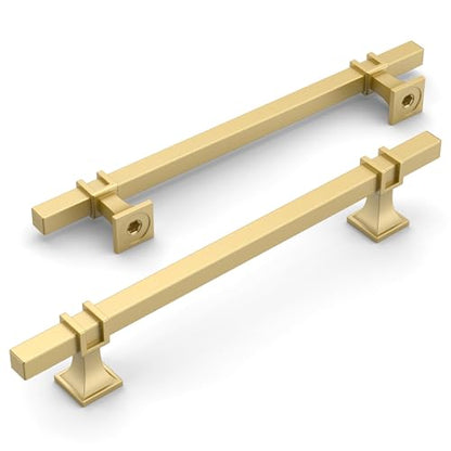Amerdeco 10 Pack Brushed Gold Cabinet Pulls 6.3 Inch(160mm) Hole Center Drawer Pulls Cabinet Hardware Kitchen Cabinet Handles for Bathroom ZH0067 - color: Brushed Gold, size: 6.3"/160MM Hole Center