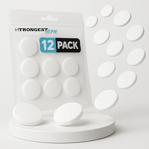 Strongest Home Wall Door Handle Stopper Set, 12 Pack White Rubber Door Knob Wall Protectors, Round Wall Shield Cushions, Quiet Door Bumper Guards, Self-Adhesive Wall Protectors for Door Handles - color: White, size: Small 12 Pack
