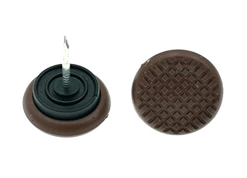ALIMITOPIA 40pcs Furniture Chair Glide Nail-in Thickened Nylon Slider Pad Floor Protector for Wooden Furniture Chair Tables Leg Feet(Φ24mm or 15/16";Brown) - size: 15/16" (Brown)