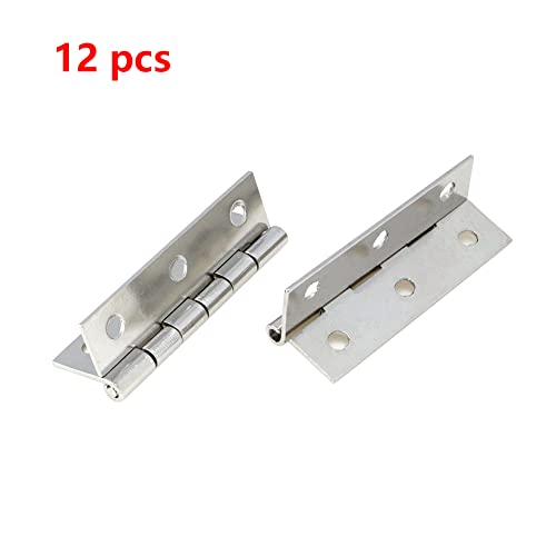 Antrader Folding Butt Hinge 2-inch Long Cabinet Gate Closet Door Hinge Home Furniture Hardware Silver Tone 12pcs - color: Silver, size: 2" x 1.1", 12pcs