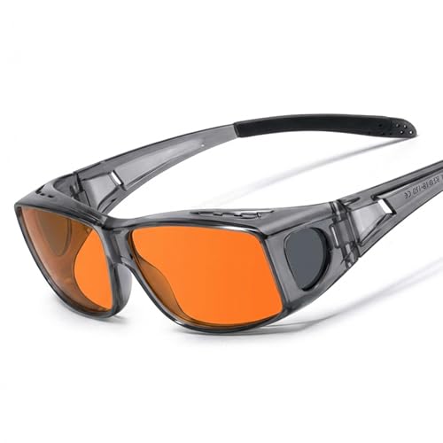 Blue Light Blocking Glasses Wear Over Prescription to Reduce Eye Strain, Lightweight Wraparound Design, Amber-Tint Lenses Block UV400 & 380-500nm Rays, Enhancing Gaming Focus, Better Sleep - color: A02 Grey Frame / Orange Lens