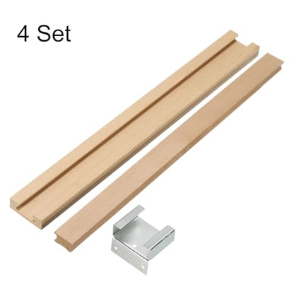 uxcell 4 Set Wooden Drawer Slides, 19-3/4 (50 CM) Classic Wood Center Guide Track with Metal Slide Glide Bracket, Wood Drawer Glides Bottom Rails Replacement Kit - size: 19-3/4