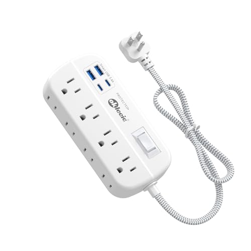 Short Extension Cord 2 Foot - Power Strip Flat Plug Surge Protetor with 8 Outlets 4 USB (2 USB C) Charging Ports, Multi Plug Wall Outlet Splitter for Kitchen Bathroom Hotel Office Desktop Accessories - size: 2 FT, style: 8AC+2U2C