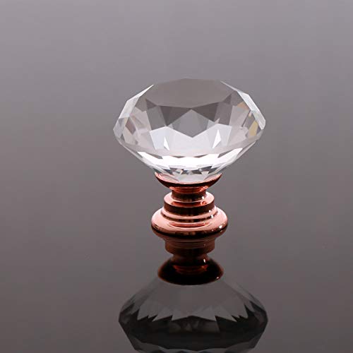 Akstore 10 Pcs Crystal Glass Cabinet Knobs 30mm Diamond Shape Drawer Kitchen Cabinets Dresser Cupboard Wardrobe Pulls Handles (Clear-Champagne Gold) - color: Clear-Champagne Gold