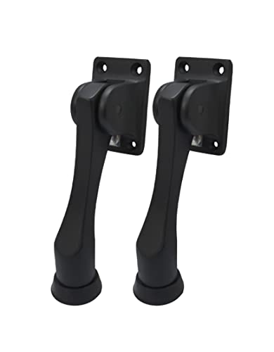 QCAA Solid Brass Drop Down Door Stop, 4", Matte Black, 2 Pack - color: Matte Black, size: 2 Pack