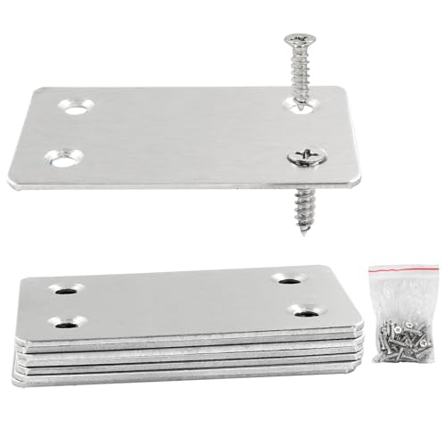 20 Pcs Metal Flat Straight Brace Bracket 2.36 x 1.5 Inch (L x W) Mending Plates Fixing Corner Brace with Screws for Furniture Repair (Silver,4 Holes) - size: 20pcs 2.36 x 1.5 Inch ,4 Holes