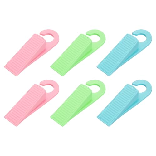 PATIKIL 6 Pcs Doorstops, Rubber Hook Door Stopper Rubber Wedge Door Protector for Bottom of Carpet Hardwood Concrete Tile All Flooring Surfaces, Green/Pink/Blue - color: Green/Pink/Blue