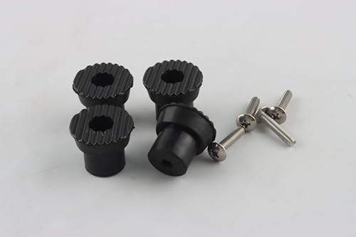 U 9163 Door Stop Rubber Tip with Screw, Replacement Tips for Drop Down Door Holders, Black, Rubber (4 Pack)