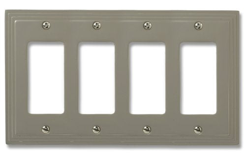 Amerelle Steps Quadruple Rocker Cast Metal Wallplate in Satin Nickel - color: Satin Nickel, size: 4 Rocker GFCI