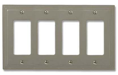 Amerelle Steps Quadruple Rocker Cast Metal Wallplate in Satin Nickel - color: Satin Nickel, size: 4 Rocker GFCI