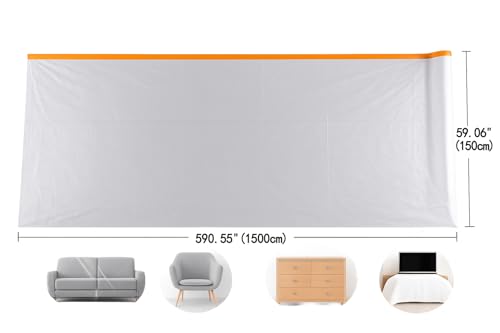 Masking Film & Drape, Paint Protection Film for Automotive Paint, Furniture Protective Film & Dust Film for Furniture Dustproof (590.55" L × 59.06" W(1500cmL × 150cmW)) - size: 590.55"L × 59.06"W(1500cmL × 150cmW)
