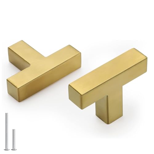 Goldenwarm 5 Pack Gold Cabinet Knobs Kitchen Cabinet Handles Brushed Gold Drawer Pulls and Knobs for Dresser Bathroom Cupboard - color: Gold, size: Single Hole