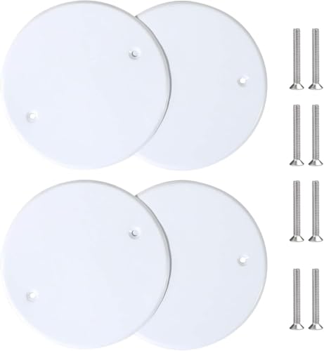 OSALADI 4 Pack Round Plastic Electrical Cover Plates Ceiling Wall Plate Covers Blank Outlet Cover for Home Electrical Box Hole