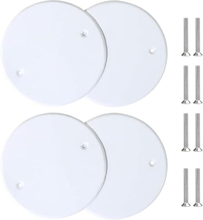 OSALADI 4 Pack Round Plastic Electrical Cover Plates Ceiling Wall Plate Covers Blank Outlet Cover for Home Electrical Box Hole