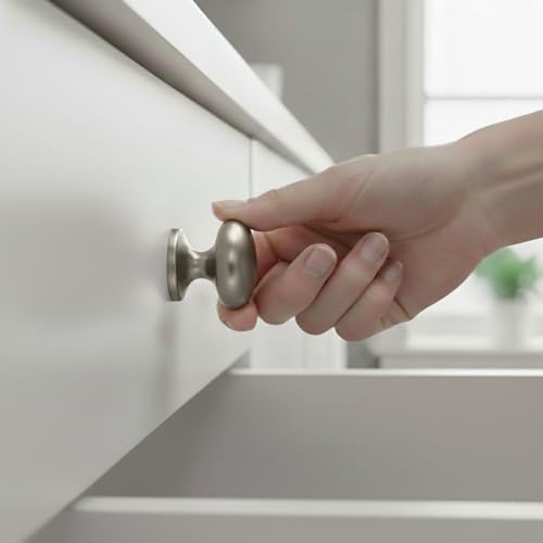 trust4care 8-Pack Brushed Satin Nickel Large Bifold Closet Door Knobs with Wide Base, Round Brass Wardrobe Folding Kitchen Cabinet Knobs, 1-1/2 Inch Furniture Drawer Pulls Handles - color: Nickel, size: Set of 8