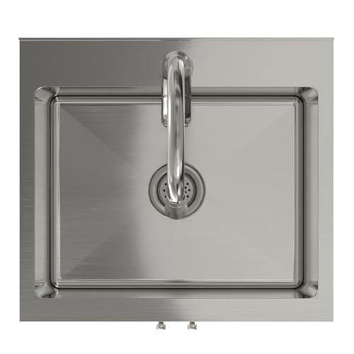 SIMPLIHOME Darwin All-in-One 20 inch Wide Utility Sink and Laundry Cabinet in Pure White Finish, Transitional Stainless Steel Sink Cabinet for Laundry Rooms with High-Arch Chrome Faucet and Storage - size: 20 Inch, style: Stainless Steel Sink