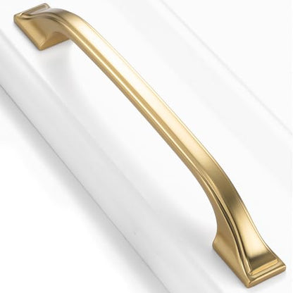 10 Pack Brushed Gold Cabinet Pulls 5 Inch Gold Cabinet Handles Gold Hardware for Kitchen Cabinets 8222 Drawers Bedroom Dresser Bathroom Vanity Cupboard - color: Brushed Gold, size: 5 Inches, style: 10 Pack Arch Pull