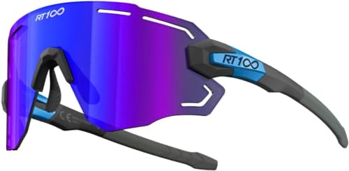RIDE YOUR WAY Professional wrap around Frameless Cycling Sunglasses for Men and Women - color: Black Blue / Blue V1