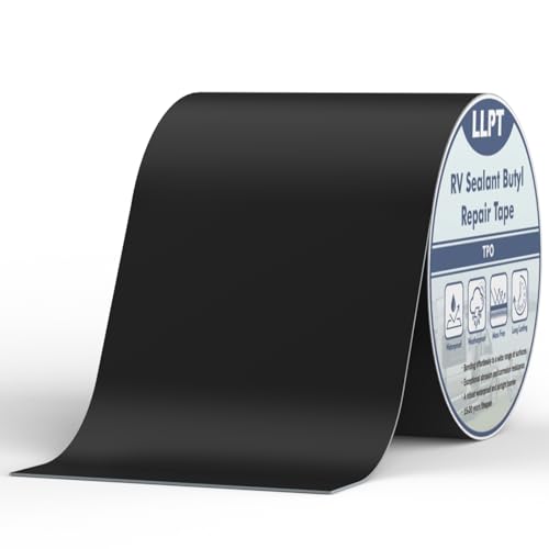 LLPT Roof Seal Tape Black 6" x 50 Ft UV Stable RV Sealant Repair Tape Extreme Durable Waterproof Airtight Patch Tape for Window RV Repair Boat Vent Trailer Camper Motorhome (SV62110BK6) - color: Black, size: 6" x 50 Ft