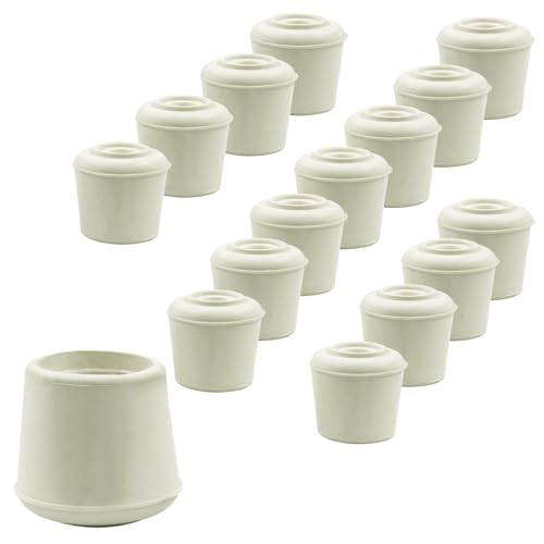16pcs 7/8 Inch Round Chair Leg Tips Caps, Non-Slip Rubber Chair Leg Floor Protectors, White Furniture Leg Caps Fit for 0.82"-0.87" (21-22mm) Diameter Round Feet - size: 7/8 Inch-White