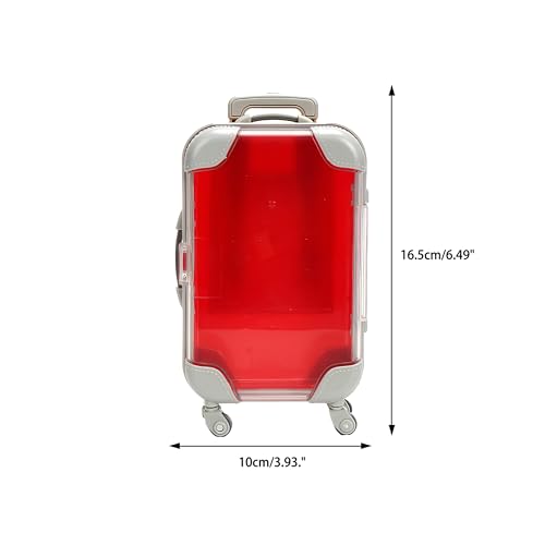 False Eyelash Storage Box, Portable Travel Organizer Mini Luggage False Eyelash Tray Makeup Tool (RED) - color: RED