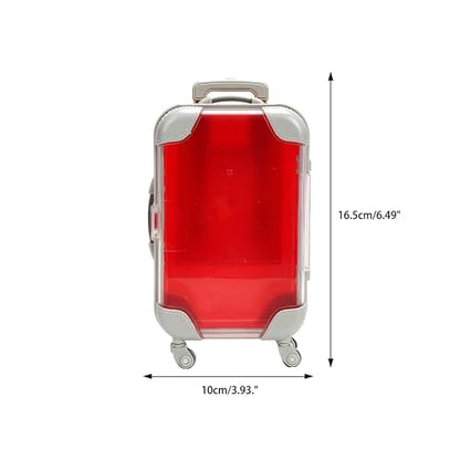 False Eyelash Storage Box, Portable Travel Organizer Mini Luggage False Eyelash Tray Makeup Tool (RED) - color: RED