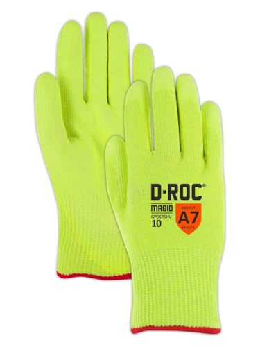 MAGID GPD575HV-10 D-ROC GPD575HV Lightweight Hi-Viz Polyurethane Palm Coated Work Gloves - size: 5/XXS, style: 48 Pair